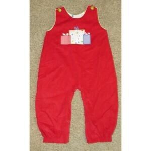 Mary James Bailey Red Birthday Longall Corduroy Romper Outfit Size 24M 24 Months